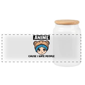 Cartoon Manga Comic Cosplay Anime Statement - Panoramic Cookie Jar with Wooden Lid - white - Front