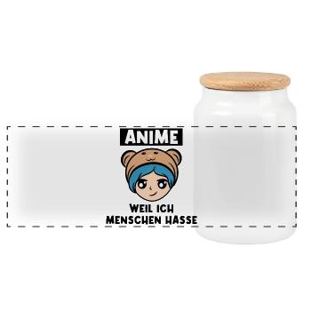 Zeichentrick Popkultur Statement Manga Anime Cool - Panorama Keksdose mit Holzdeckel - Weiß - Vorne