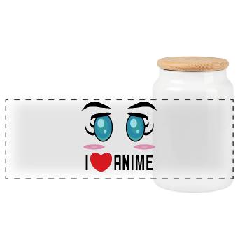 Cosplay Cartoon Statement Heart Manga Anime - Panoramic Cookie Jar with Wooden Lid - white - Front