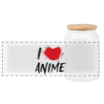 Heart Anime Asian Statement Manga Comic - Panoramic Cookie Jar with Wooden Lid - white - Front