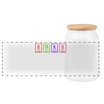 Manga Otaku Anime Saying Pop Culture Asian - Panoramic Cookie Jar with Wooden Lid - white - Front