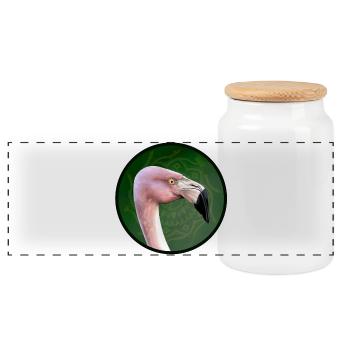 Flamant rose en vert mandala - Boîte à biscuits avec couvercle en bois - blanc - Devant