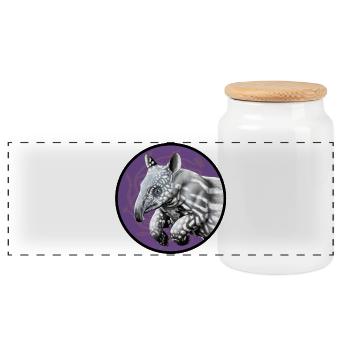 Silhouette de tapir dans un cercle violet - Boîte à biscuits avec couvercle en bois - blanc - Devant
