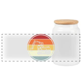 Excavator - Panoramic Cookie Jar with Wooden Lid - white - Front