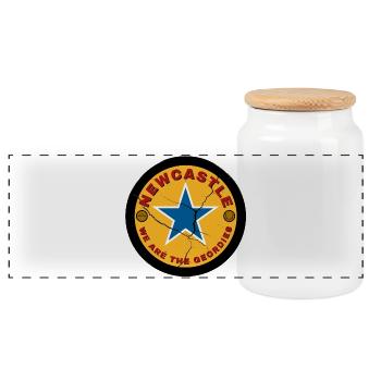 Blue Star Crack - Panoramic Cookie Jar with Wooden Lid - white - Front