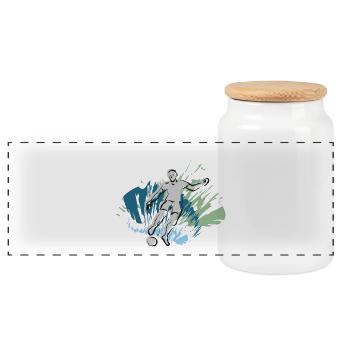 Cool design for the whole football team - Panoramic Cookie Jar with Wooden Lid - white - Front