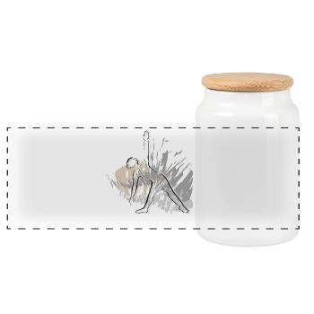 Triangle Yoga motif for yoga friends - Panoramic Cookie Jar with Wooden Lid - white - Front