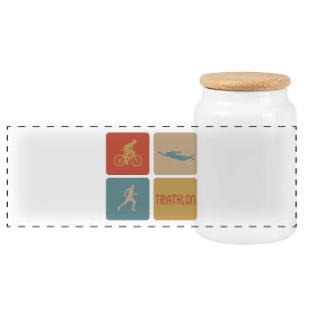 Design sportif pour le triathlon - Boîte à biscuits avec couvercle en bois - blanc - Devant