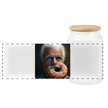 DNA Donut 01 - Panoramic Cookie Jar with Wooden Lid - white - Front