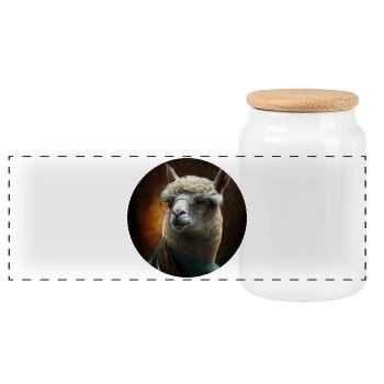Professor schlaues Lama Alpaca mit Brille - Panorama Keksdose mit Holzdeckel - Weiß - Vorne