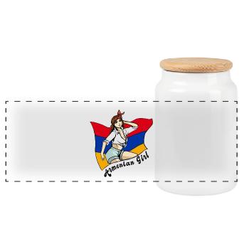 Motif du drapeau de l'Arménie pour fille - Boîte à biscuits avec couvercle en bois - blanc - Devant