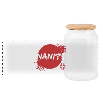 Anime Manga Quote Japanese Pop Culture Geek - Panoramic Cookie Jar with Wooden Lid - white - Front