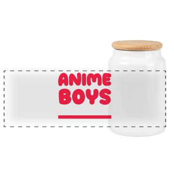 Anime Statement Asian Cosplay Comic Geek Manga - Panoramic Cookie Jar with Wooden Lid - white - Front