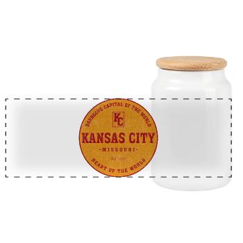 Emblème du barbecue de Kansas City - Boîte à biscuits avec couvercle en bois - blanc - Devant