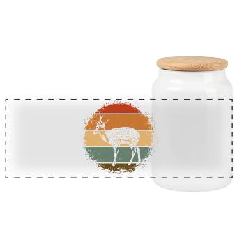 Chevreuil - Boîte à biscuits avec couvercle en bois - blanc - Devant