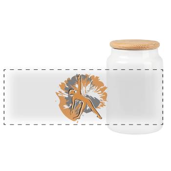 Yoga style 2025 with friends - Panoramic Cookie Jar with Wooden Lid - white - Front