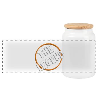 Retro The Legend logo in orange circle - Panoramic Cookie Jar with Wooden Lid - white - Front