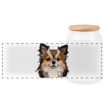 Chihuahua - Boîte à biscuits avec couvercle en bois - blanc - Devant