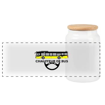 Chauffeur de bus - Boîte à biscuits avec couvercle en bois - blanc - Devant
