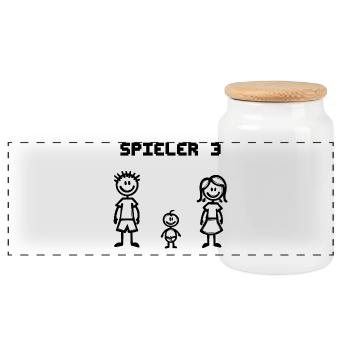Familienglück Baby Schwangerschaft Schwanger - Panorama Keksdose mit Holzdeckel - Weiß - Vorne