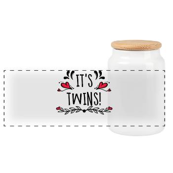 Déclaration familiale Grossesse Bébé enceinte - Boîte à biscuits avec couvercle en bois - blanc - Devant