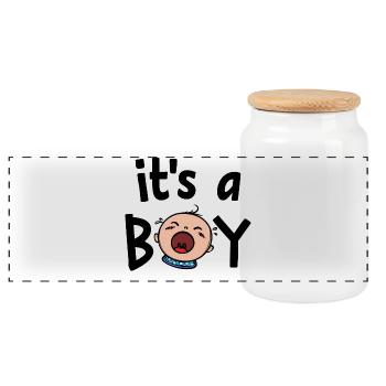 Déclaration de la famille enceinte Grossesse Bébé - Boîte à biscuits avec couvercle en bois - blanc - Devant