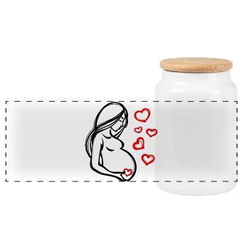 Coeur Grossesse Bébé Ventre Déclaration Enceinte - Boîte à biscuits avec couvercle en bois - blanc - Devant