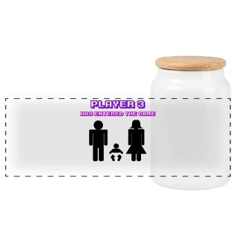 Pregnant Parents Birth Statement Family Happiness - Panoramic Cookie Jar with Wooden Lid - white - Front
