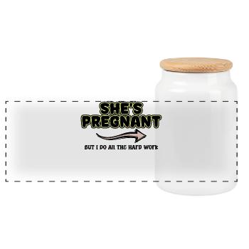 Funny sayings parents pregnant family happiness - Panoramic Cookie Jar with Wooden Lid - white - Front