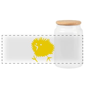Chick BEEPY Happy Easter Naughty Yellow Comic Cute - Panoramic Cookie Jar with Wooden Lid - white - Front