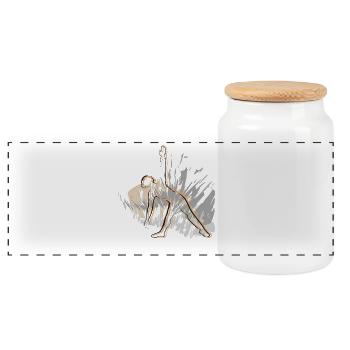Yoga design by Rikel's Sport - Panoramic Cookie Jar with Wooden Lid - white - Front