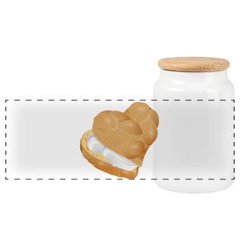 Cream filled cream puff heart - Panoramic Cookie Jar with Wooden Lid - white - Front