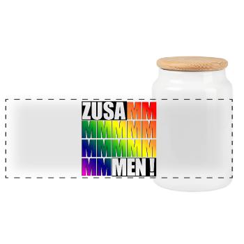 Zusammen - Panorama Keksdose mit Holzdeckel - Weiß - Vorne