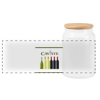 Cellarman - Panoramic Cookie Jar with Wooden Lid - white - Front
