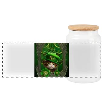 Un chaton mignon célèbre la Saint-Patrick - Boîte à biscuits avec couvercle en bois - blanc - Devant