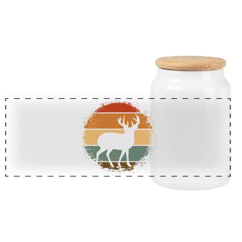 Cerf - Boîte à biscuits avec couvercle en bois - blanc - Devant