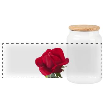 Rote Rose - Aquarell - Panorama Keksdose mit Holzdeckel - Weiß - Vorne