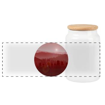 Sunset in pine forest - Panoramic Cookie Jar with Wooden Lid - white - Front