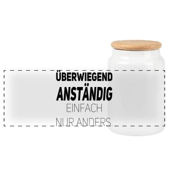 Anständig einfach nur anders - Panorama Keksdose mit Holzdeckel - Weiß - Vorne