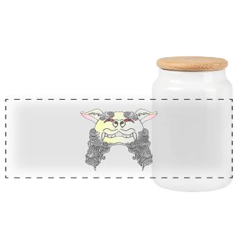 coole asiamotive, Wächterhund, komainu - Panorama Keksdose mit Holzdeckel - Weiß - Vorne