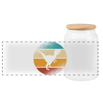 Velociraptor Dino Dinosaures - Boîte à biscuits avec couvercle en bois - blanc - Devant