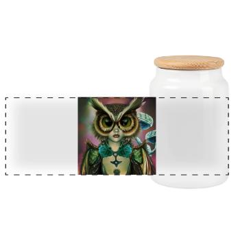 La fille qui peut devenir hibou - Boîte à biscuits avec couvercle en bois - blanc - Devant