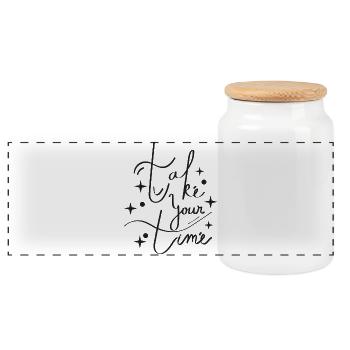 take your time - Panoramic Cookie Jar with Wooden Lid - white - Front