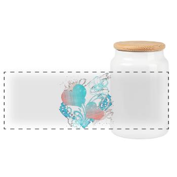 tolle blumen, Frühlingsherzen, valentinstagsmuster - Panorama Keksdose mit Holzdeckel - Weiß - Vorne