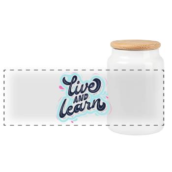 live and learn - Panorama Keksdose mit Holzdeckel - Weiß - Vorne