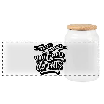 trust yourself - you can do this - Panorama Keksdose mit Holzdeckel - Weiß - Vorne