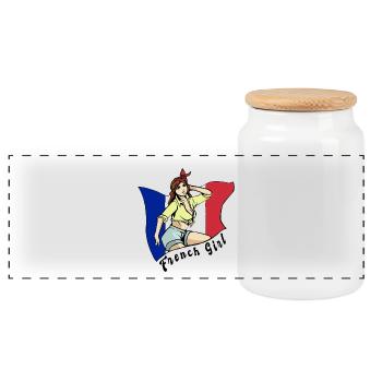 Motif du drapeau de la France pour fille - Boîte à biscuits avec couvercle en bois - blanc - Devant