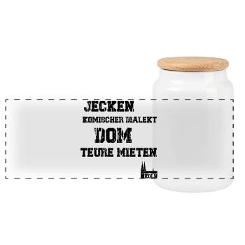 Jecken Dom Köln - Panorama Keksdose mit Holzdeckel - Weiß - Vorne