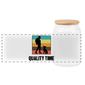 Hikers Hiking Statement Mountain Hike Climbing - Panoramic Cookie Jar with Wooden Lid - white - Front