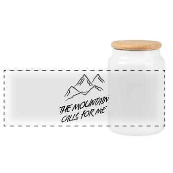 Mountains Mountain Peaks Hikers Hiking Statement Summit - Panoramic Cookie Jar with Wooden Lid - white - Front
